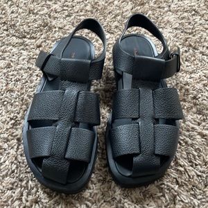 NEW The Row Fisherman Leather Sandals Black Size 37 (7)